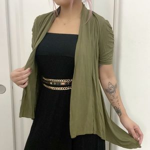 Green Cardigan Short-Sleeved Jacket
